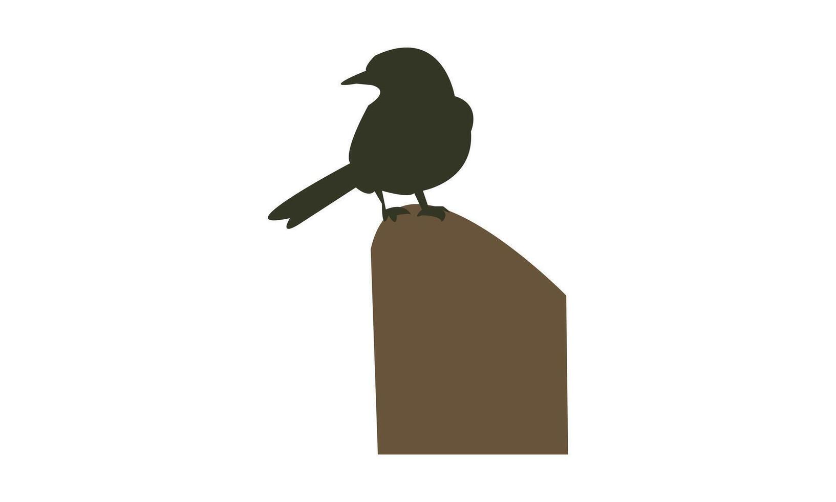 Slaty Flycatcher Bird Black Silhouette Design And Illustration. vector
