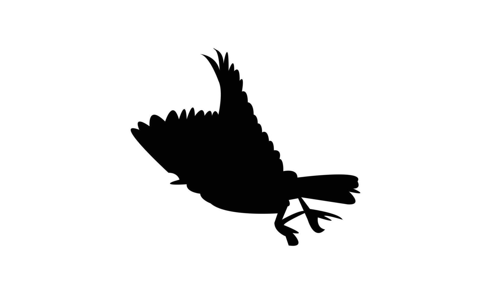Flying Longclaw Bird Black Silhouette Design vector