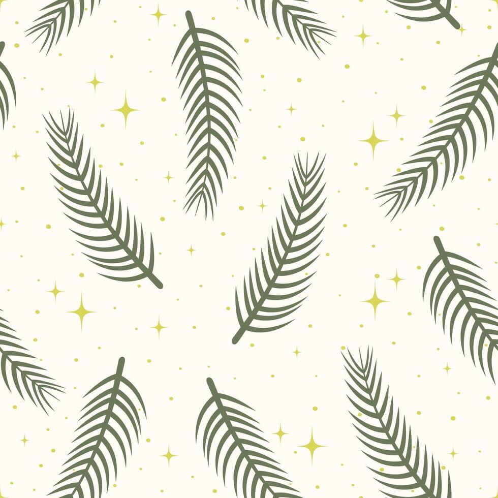 Merry Christmas and Happy New Year simple pattern. Christmas tree branch decoration vector