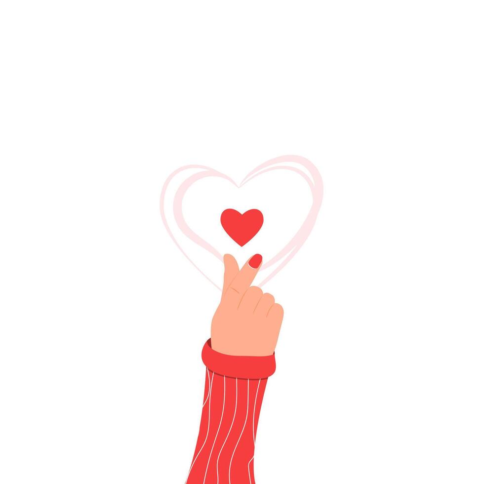 Finger gesture makes a heart. vector
