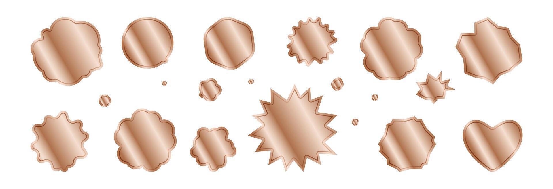 Set of copper text bubbles. vector