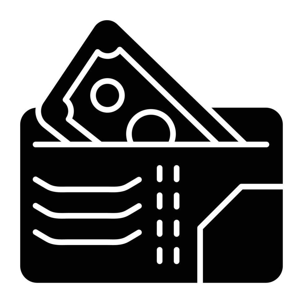 Money in wallet solid icon. vector