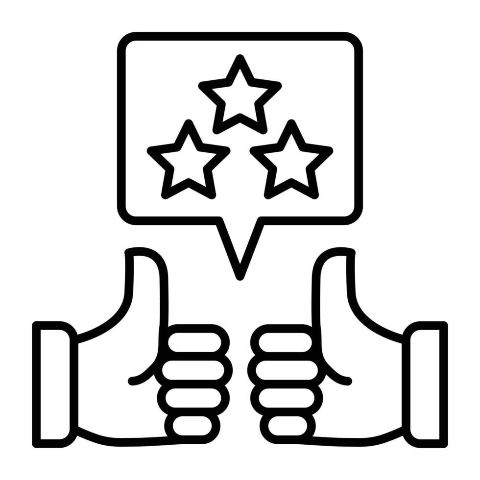 Thumbs up and stars icon. Feedback concept with customer reviews. vector
