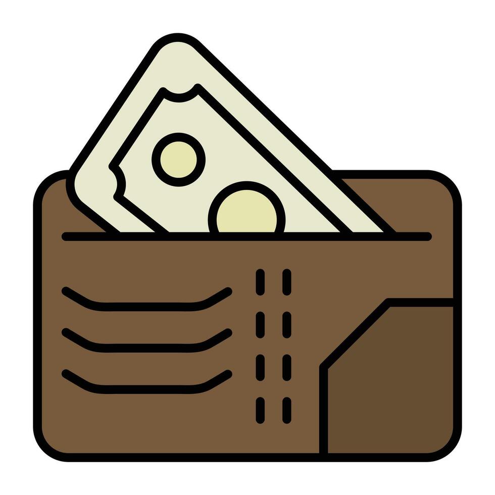 Money in wallet solid icon. vector