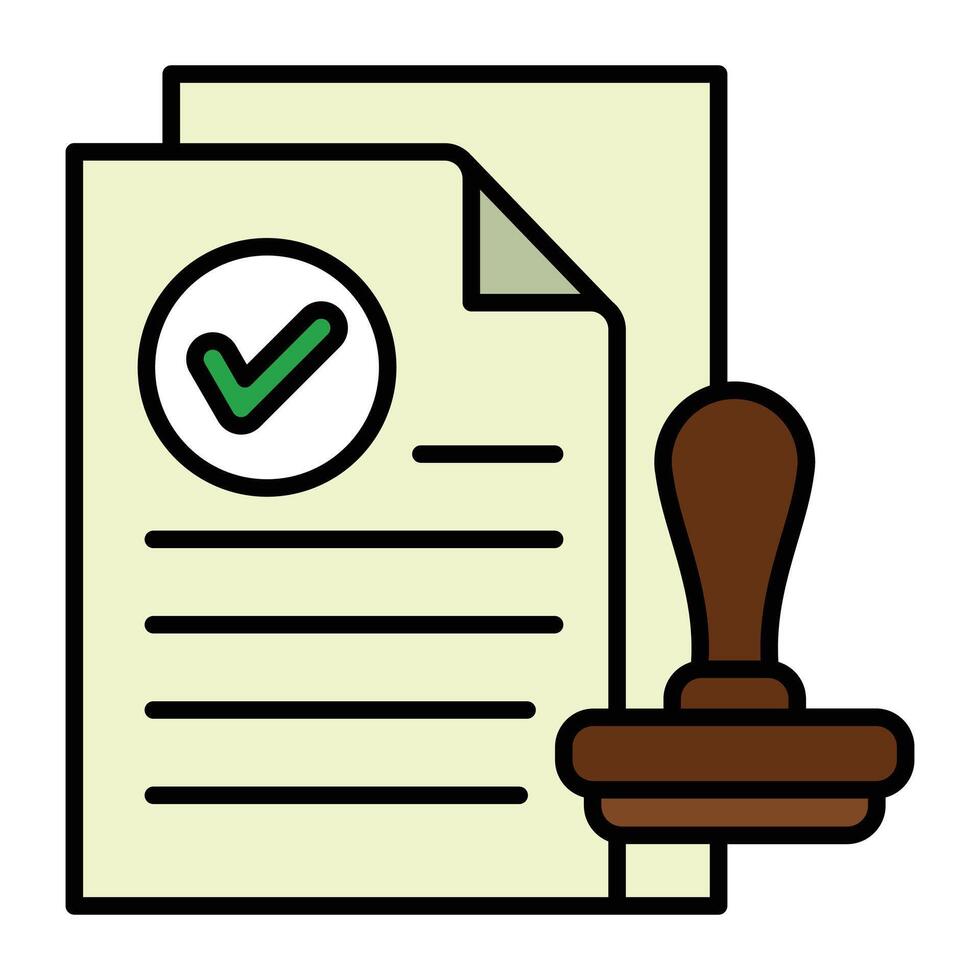 Approved document with stamp icon. vector