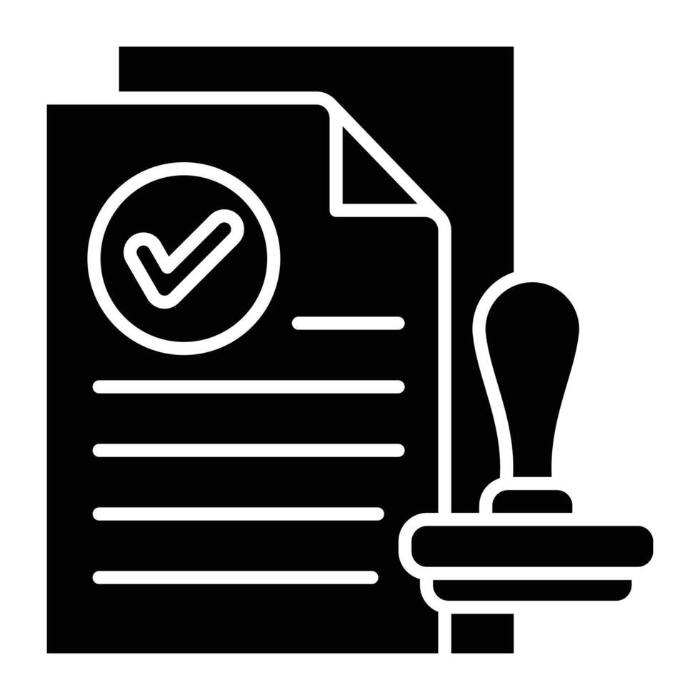 Approved document with stamp icon. vector