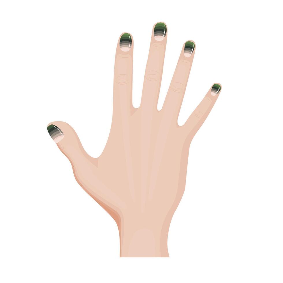 Green Nail Syndrome, fingernail chloronychia symptom, GNS. vector