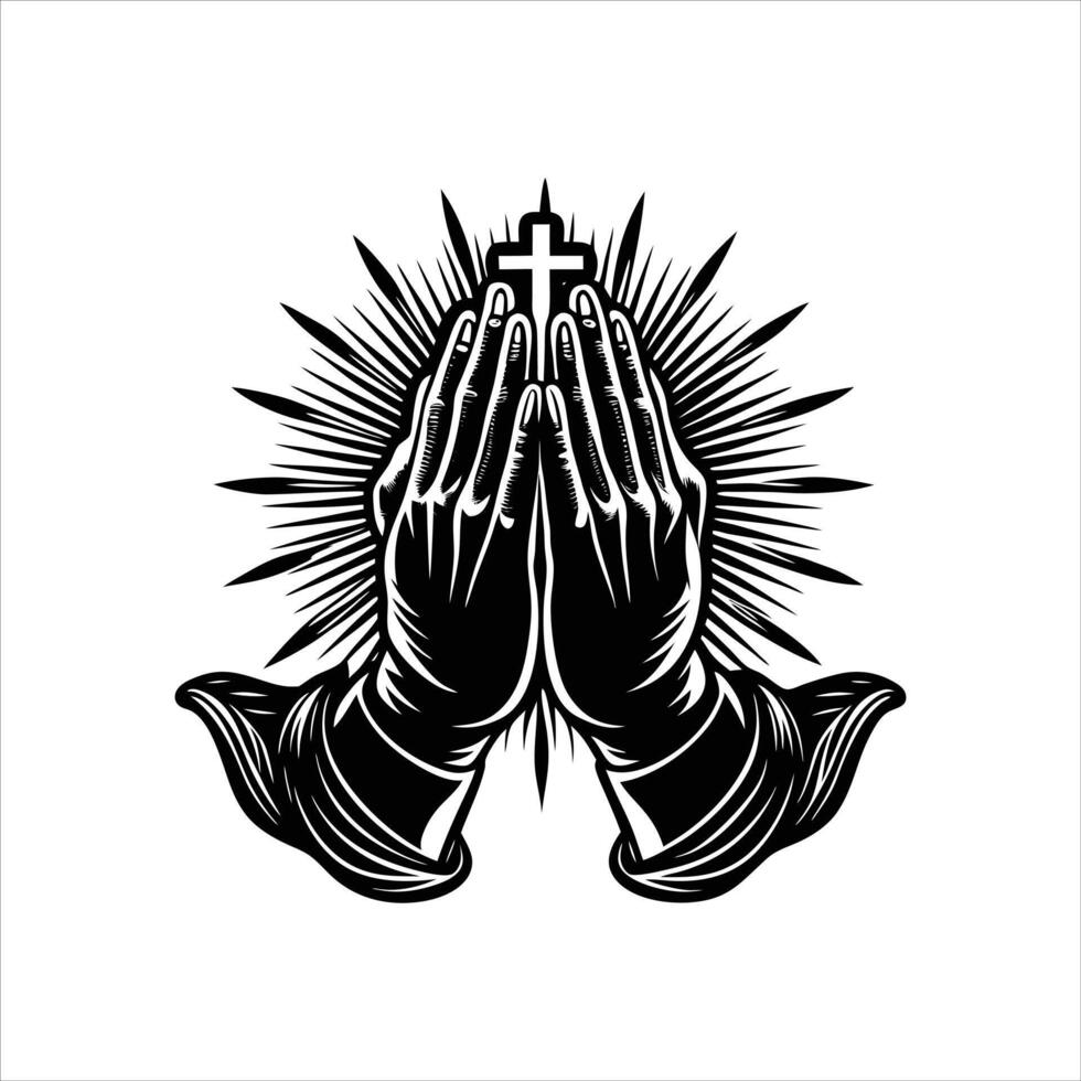 Sacred Symbolism Beautiful Praying Hands Design vector