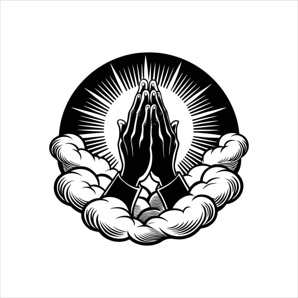 Gratitude and Grace Praying vector
