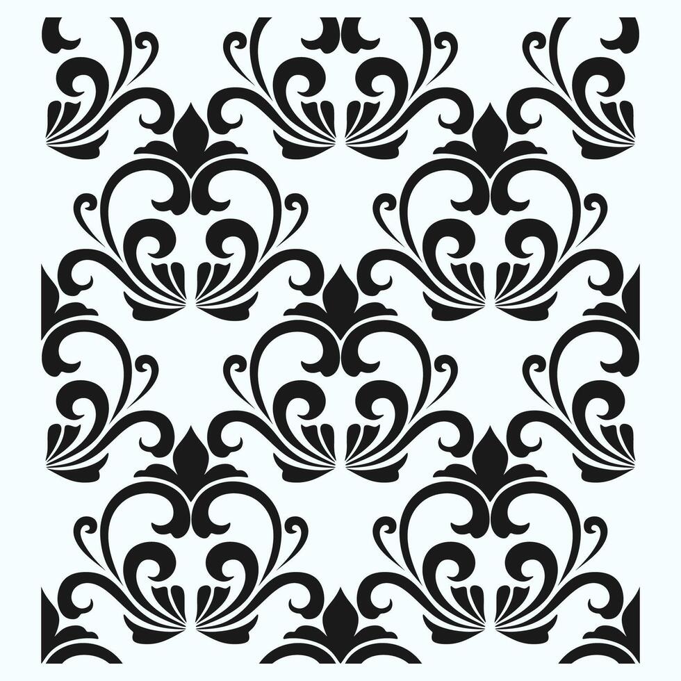 Beautiful monochrome Damask Pattern. The line carvings become various petal elements into one. vector