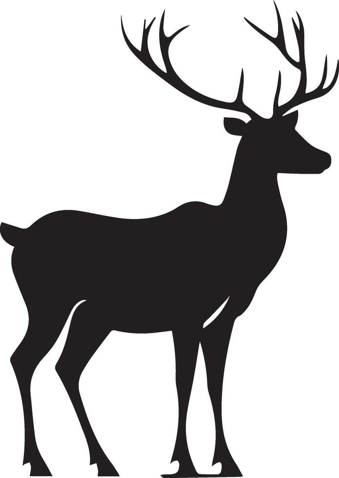 Silhouette of reindeer standing black and white vector