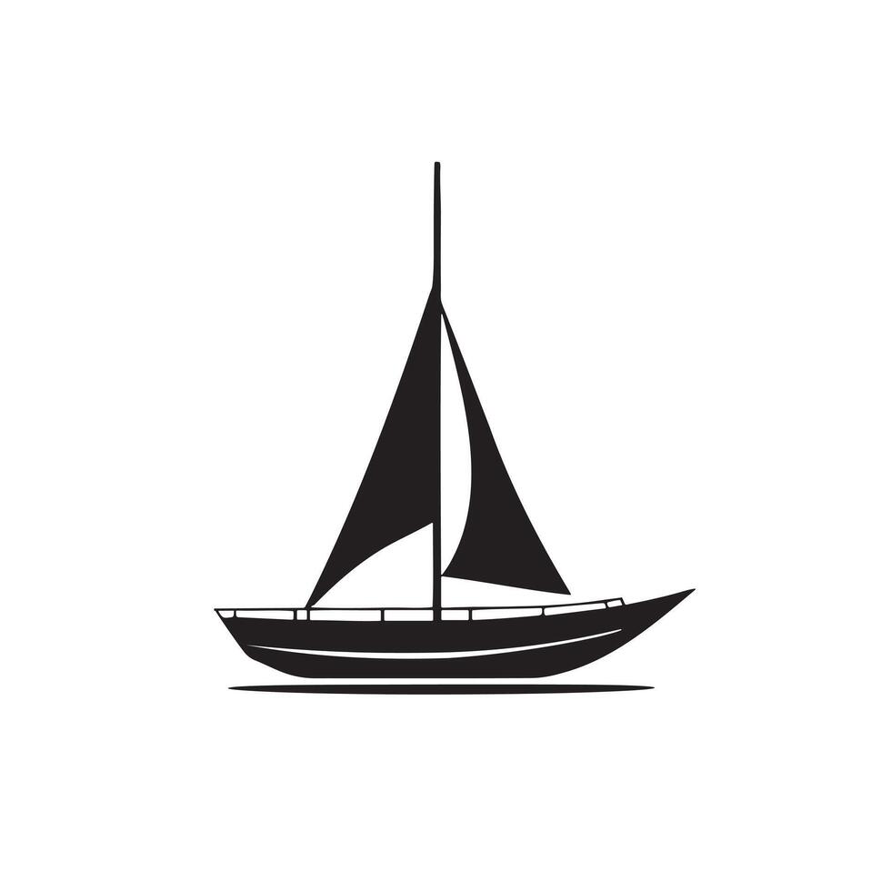 A sail boat silhouette on white background vector