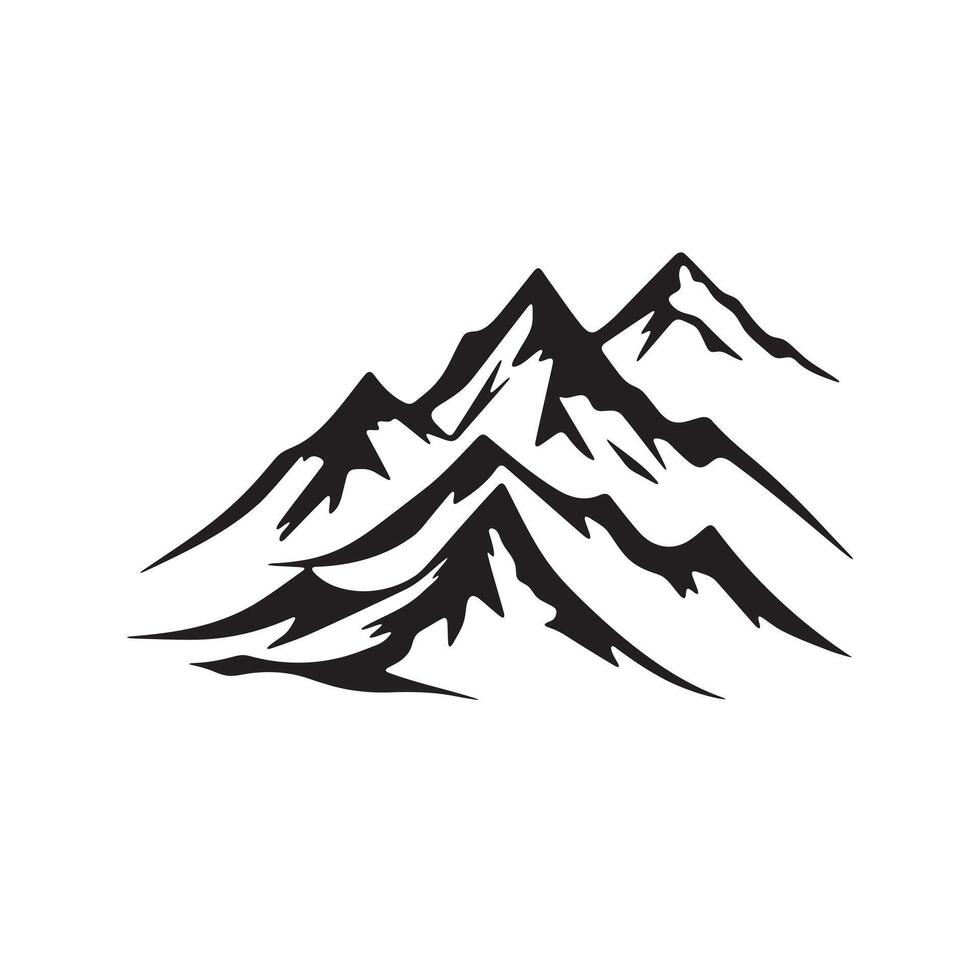 A range of mountains with snow silhouette on white background vector