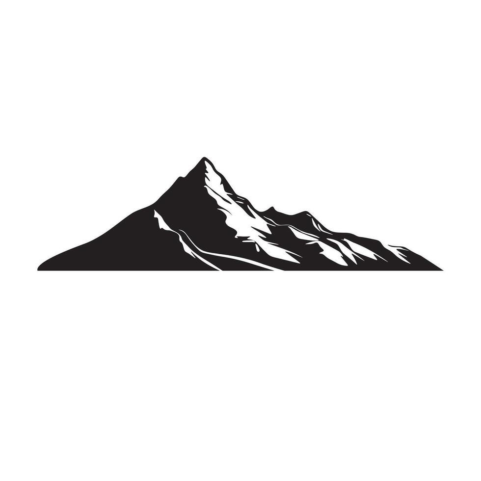 Mountains with snow silhouette on white background vector