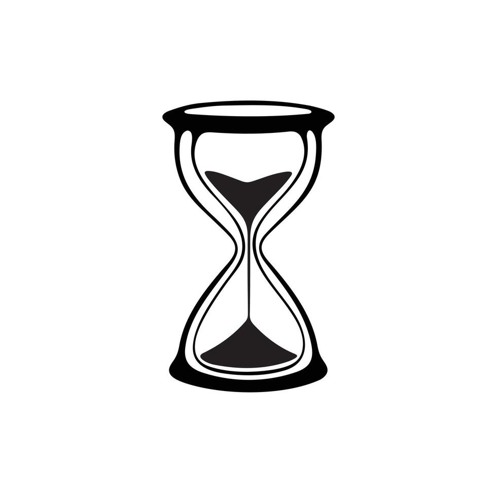 Cool hourglass icon silhouette on white background vector