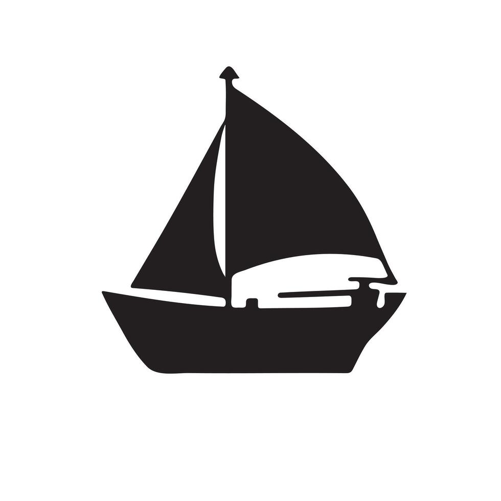 A small sail boat silhouette on white background vector
