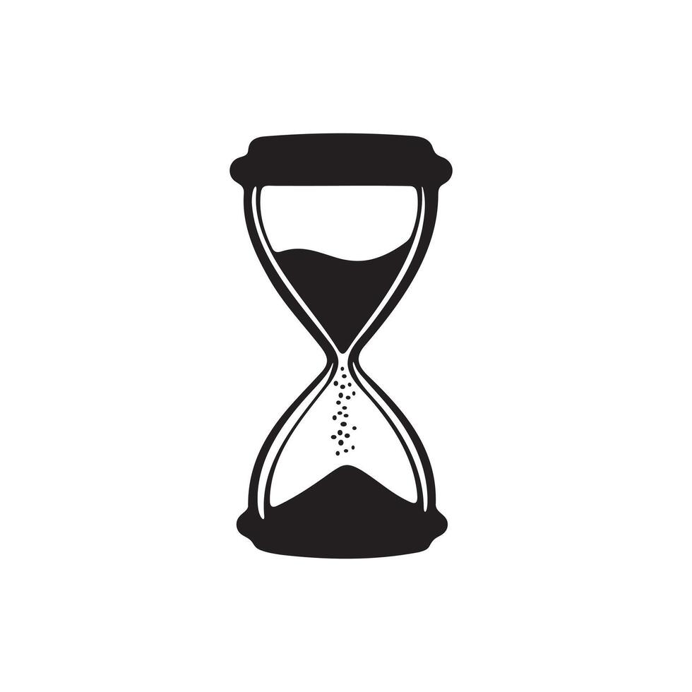Hourglass icon silhouette on white background vector
