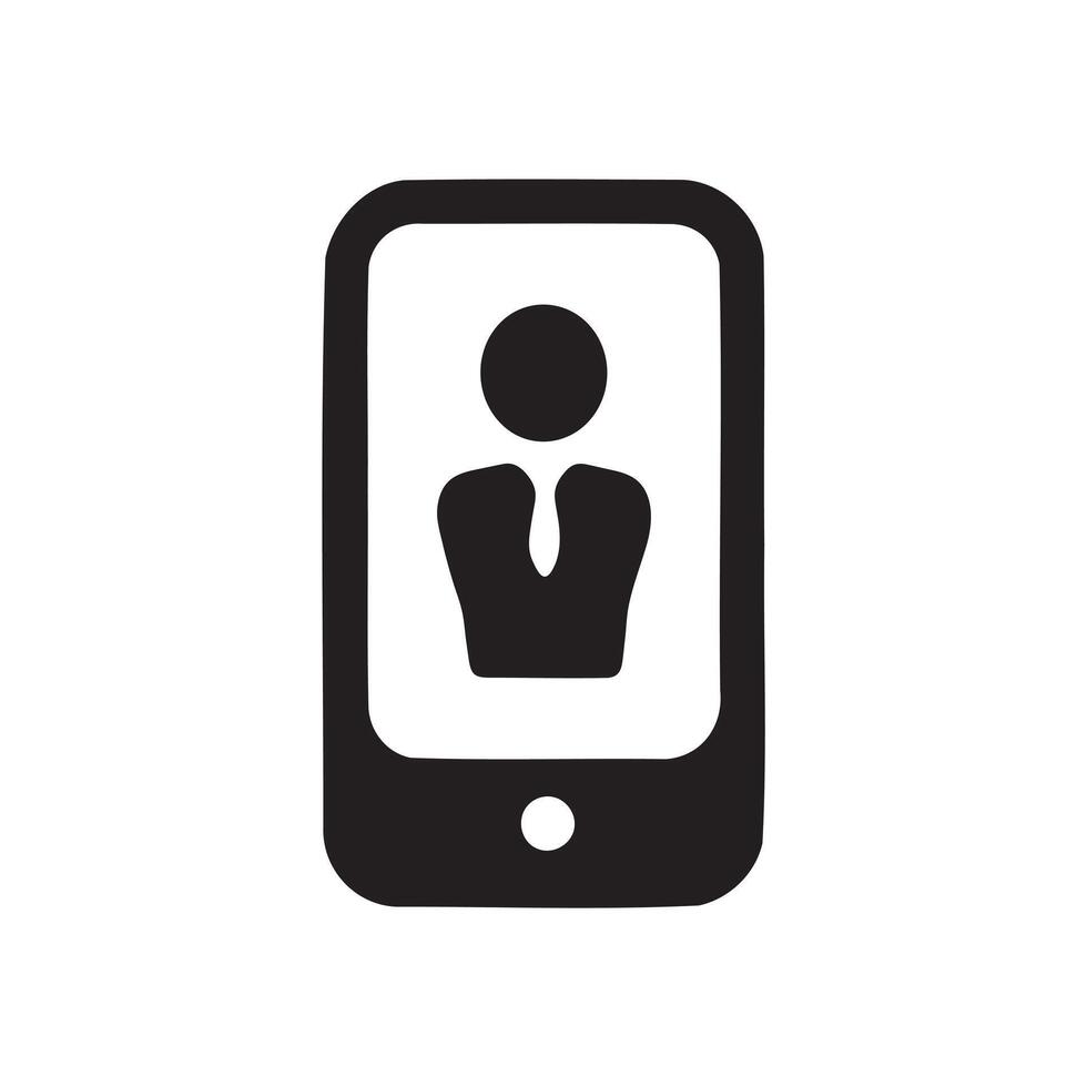An employee on smartphone icon silhouette on white background vector
