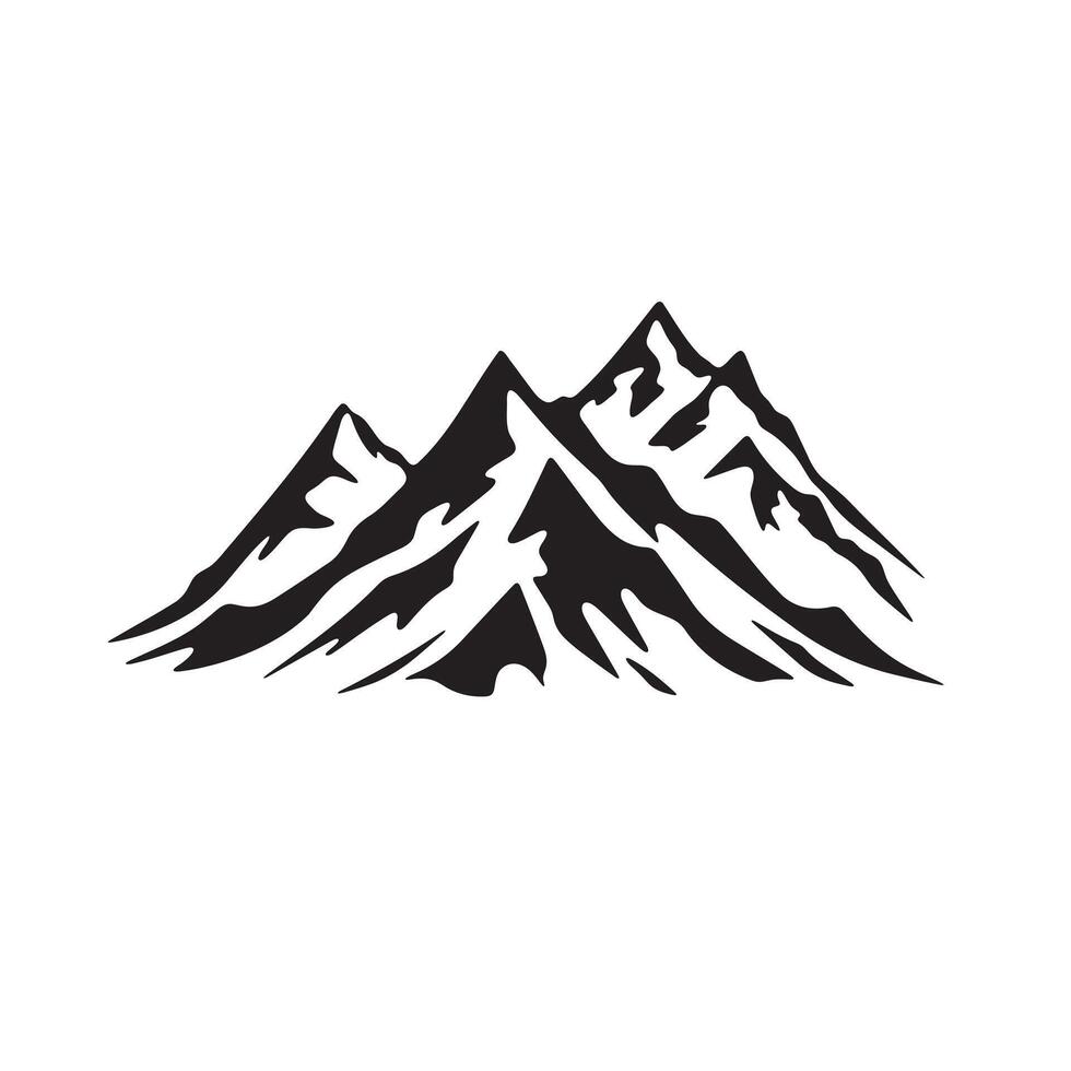A group of mountains with snow silhouette on white background vector