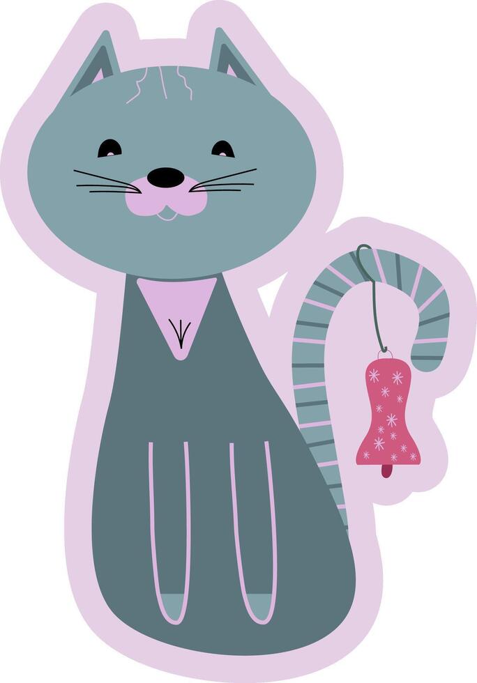 winter cat sticker vector