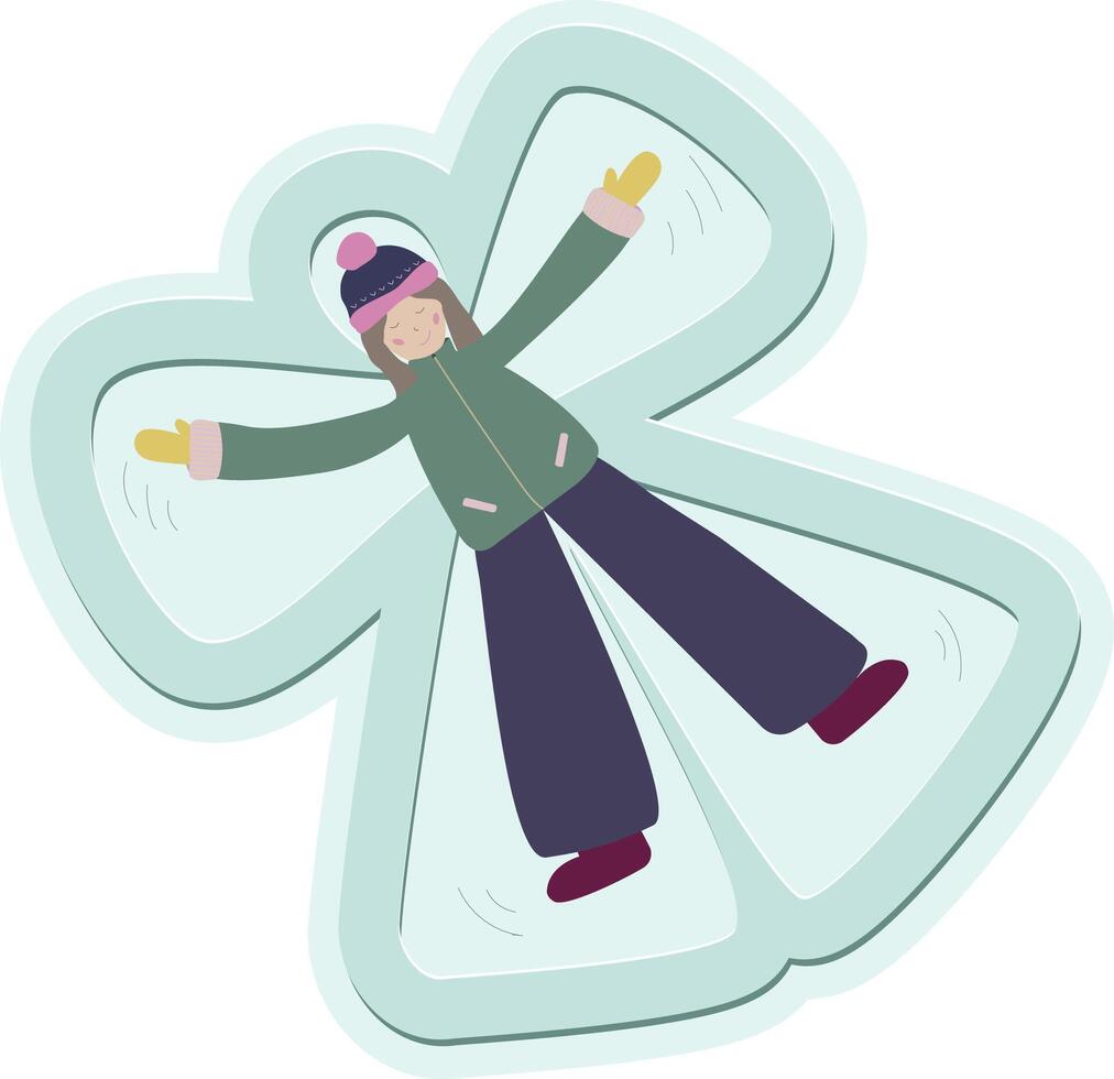 snow angel sticker vector