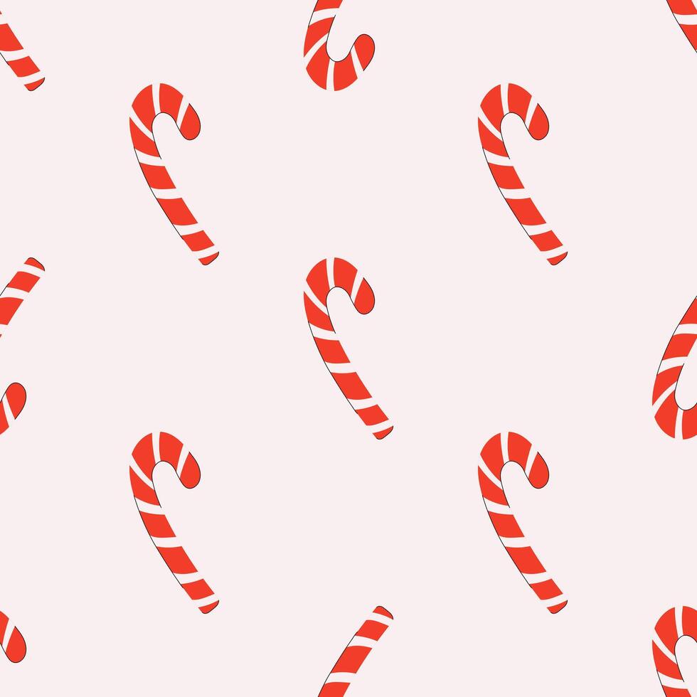 Seamless pattern with sweets cane and snow. Christmas background. hand drawn illustration vector