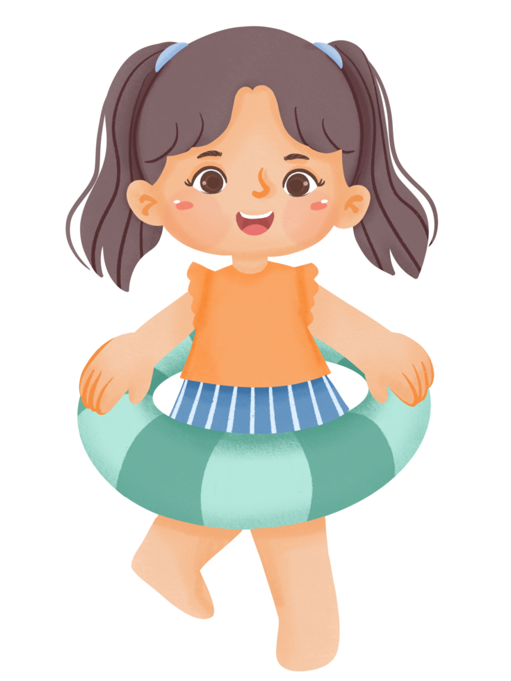 A girl with an inflatable ring on her arm png