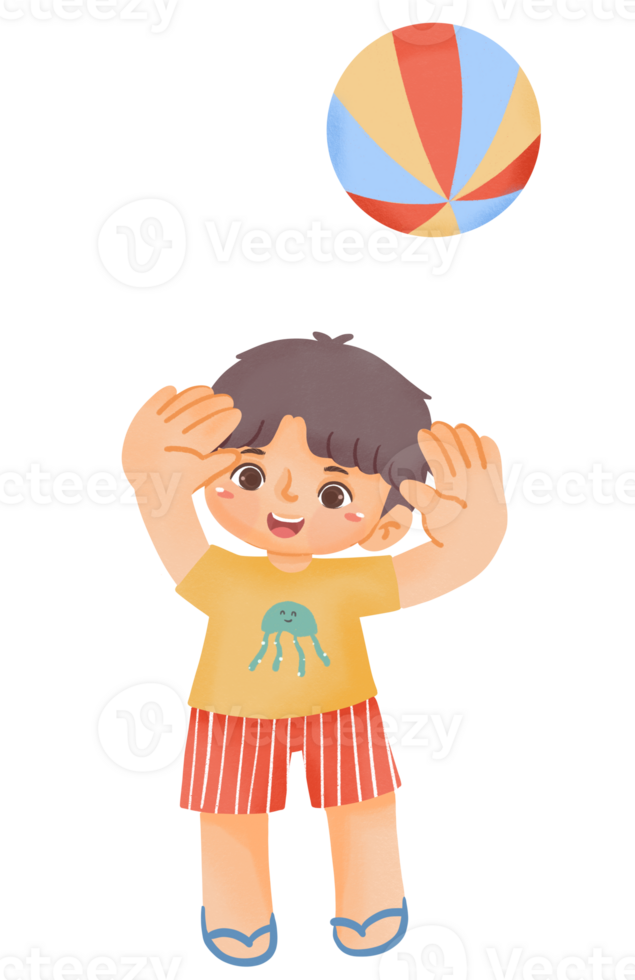 A boy is playing with a beach ball png