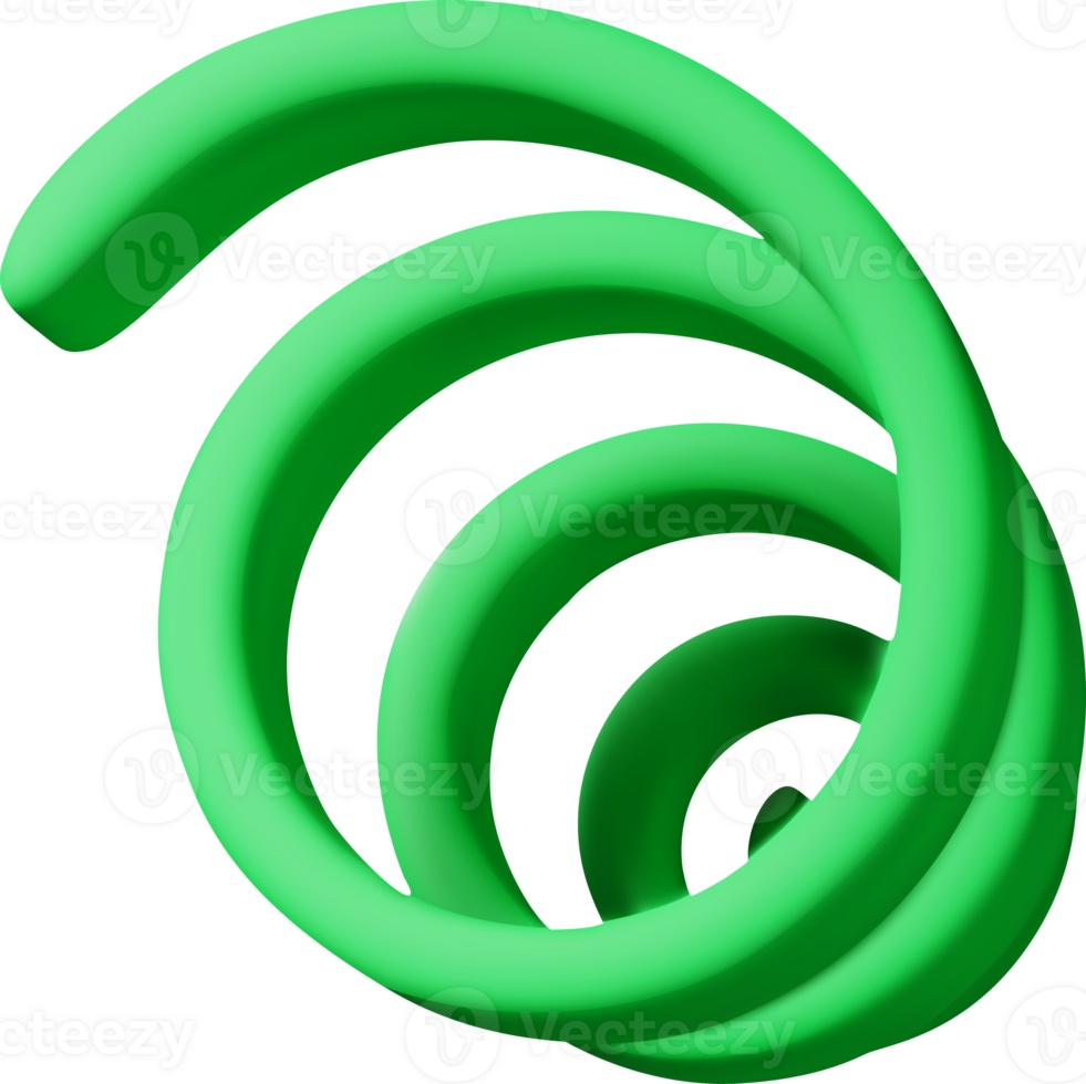 3d green spiral confetti, colorful serpentine ribbon png