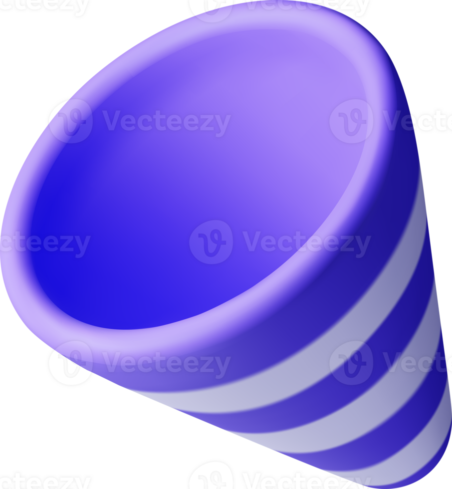 3D Blue Empty Party Popper png
