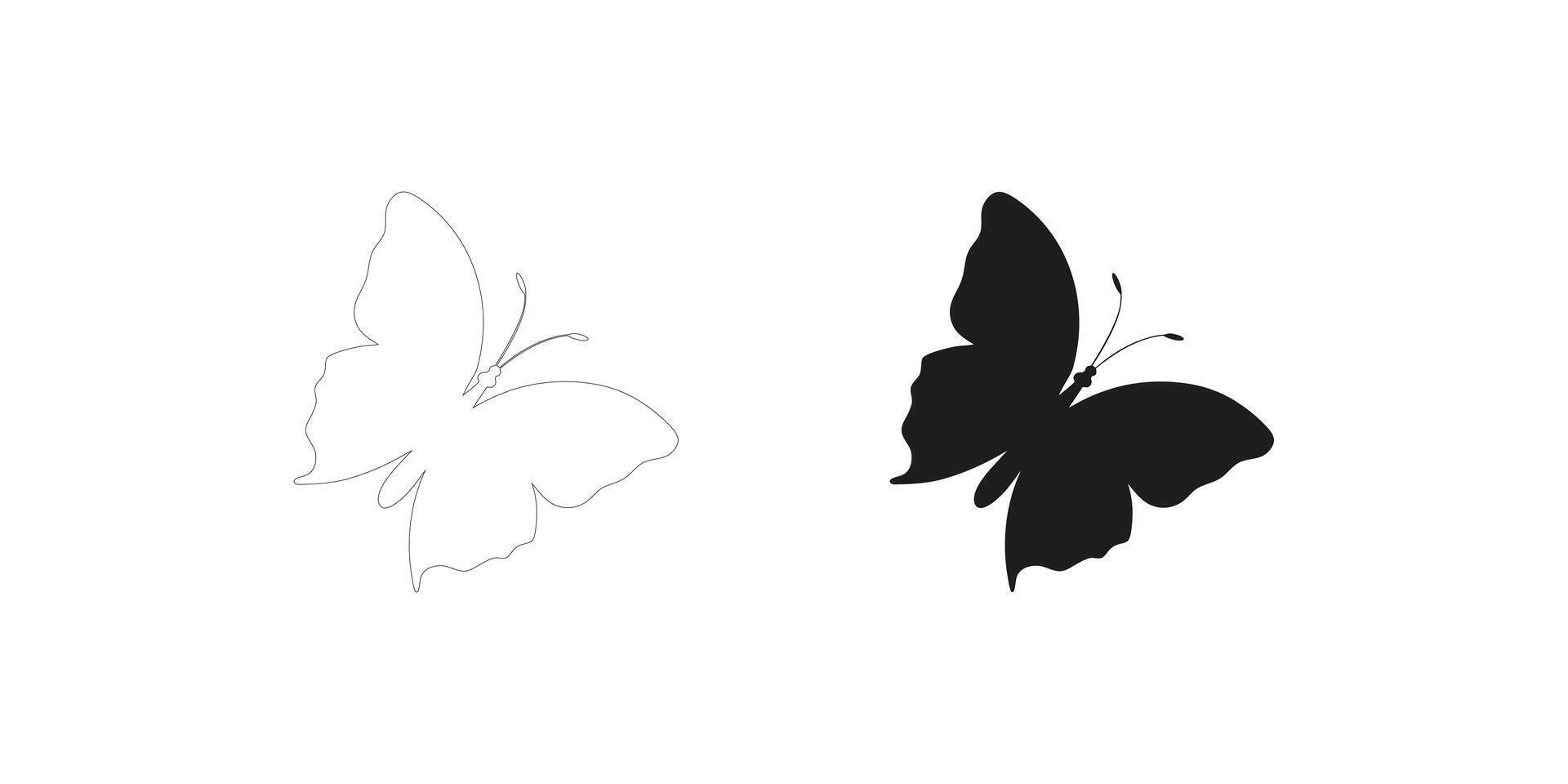 Butterfly Silhouette and Editable Stroke Illustration vector