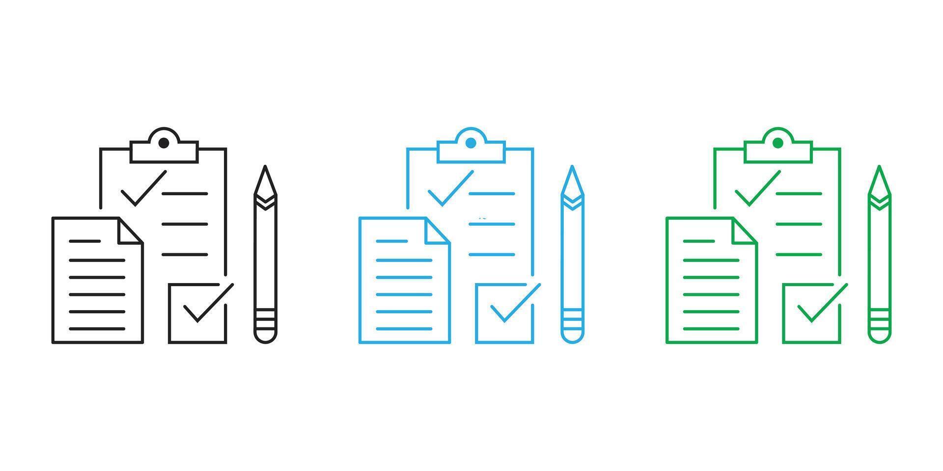 outline illustration checklist icons, a clipboard with checkmarks symbol ideal for productivity themed projects vector