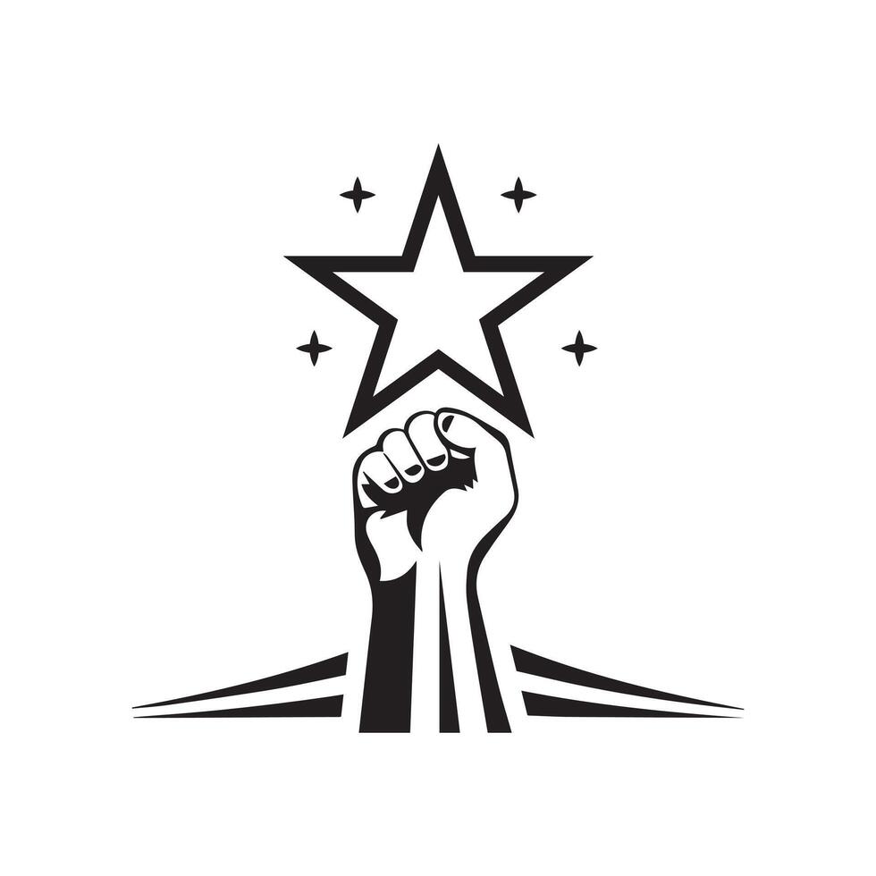 illustration a hand raising a star high conveying pride, reward, and success icon symbol vector