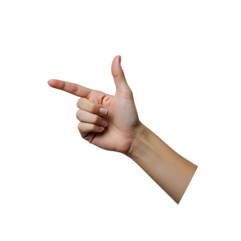 A hand pointing to the left with a finger png