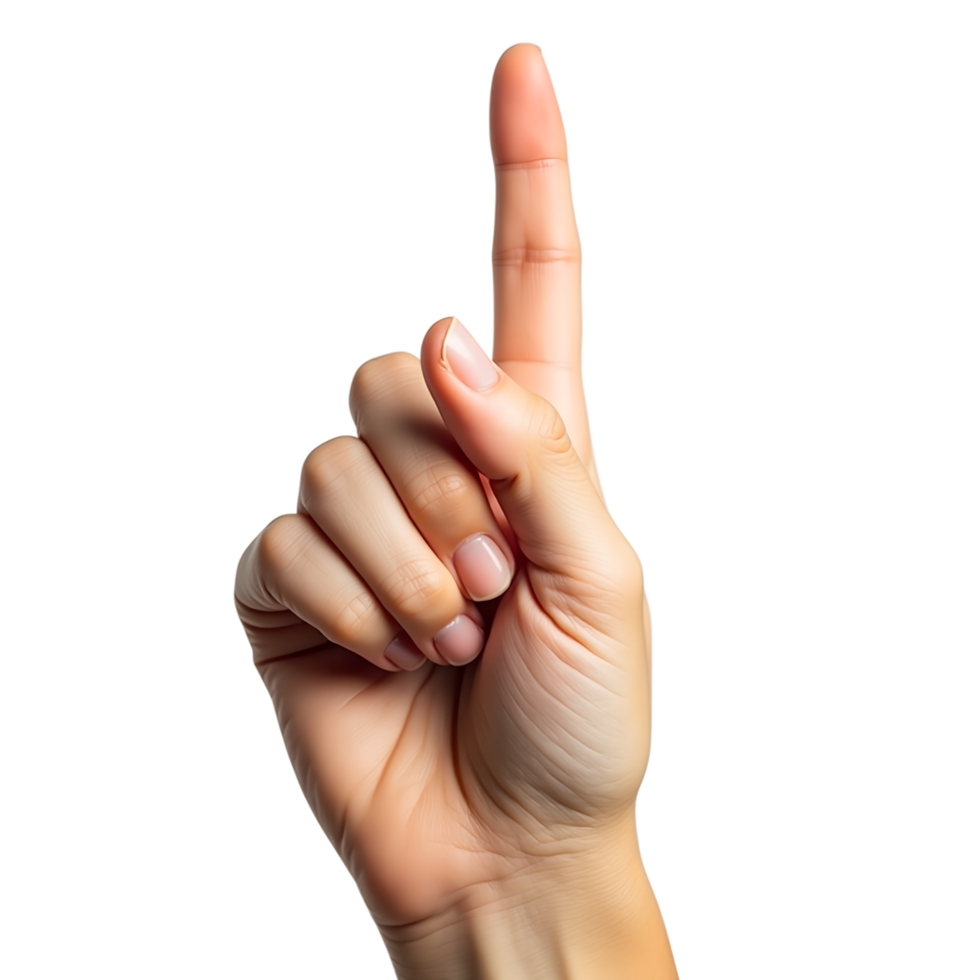 A person's hand is pointing up with a finger png