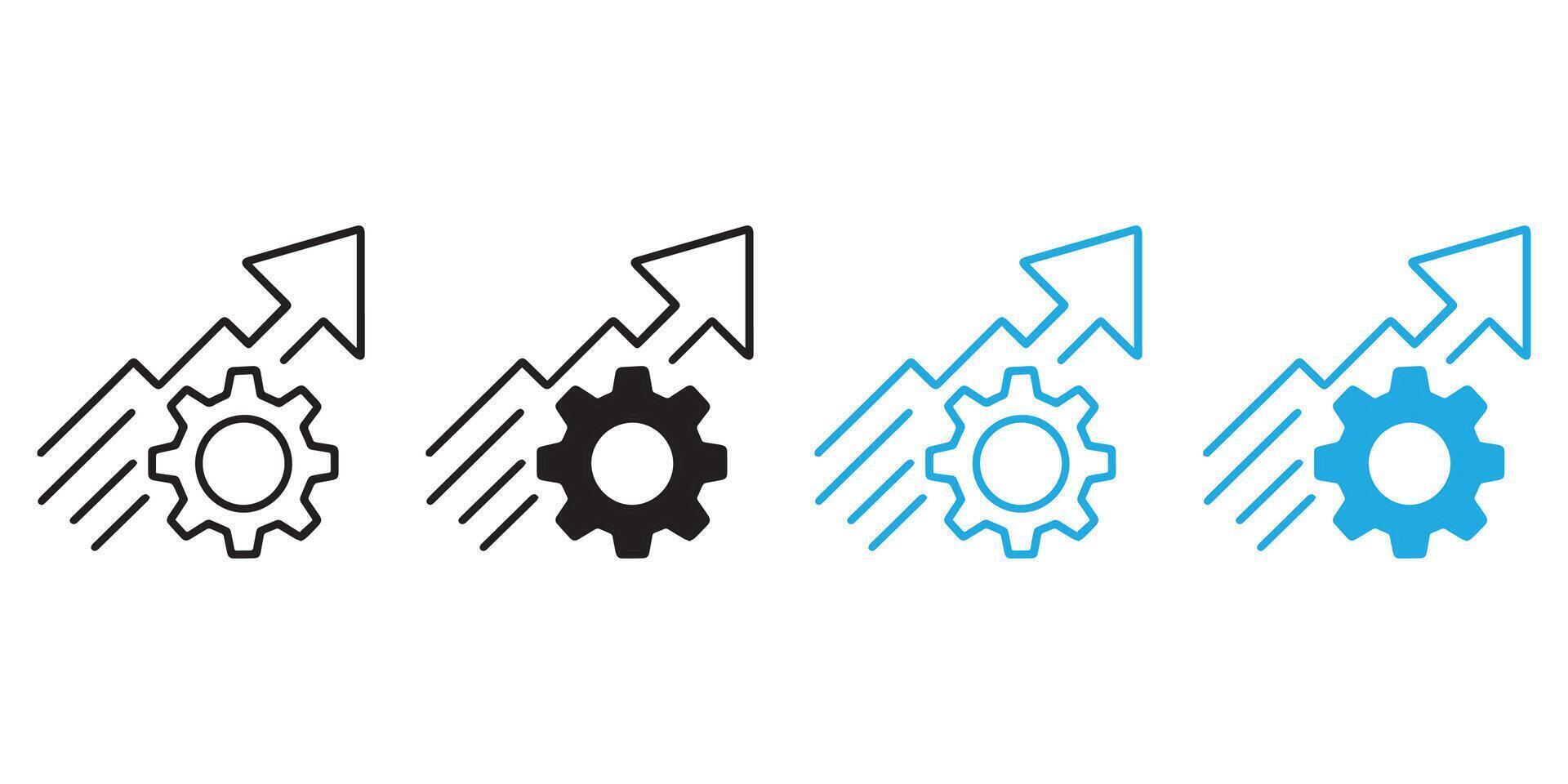 upward pointing arrow with a gear symbol representing growth and progress perfect for conveying messages of improvement icon vector