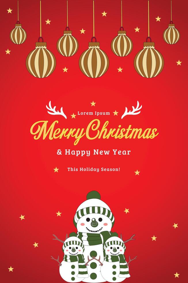 Merry Christmas, Happy New Year and Corporate Holiday greeting card templates. Trendy illustration with Christmas decorative elements and typography design. vector