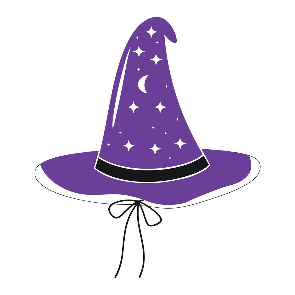 Flat illustration of purple witch hat vector