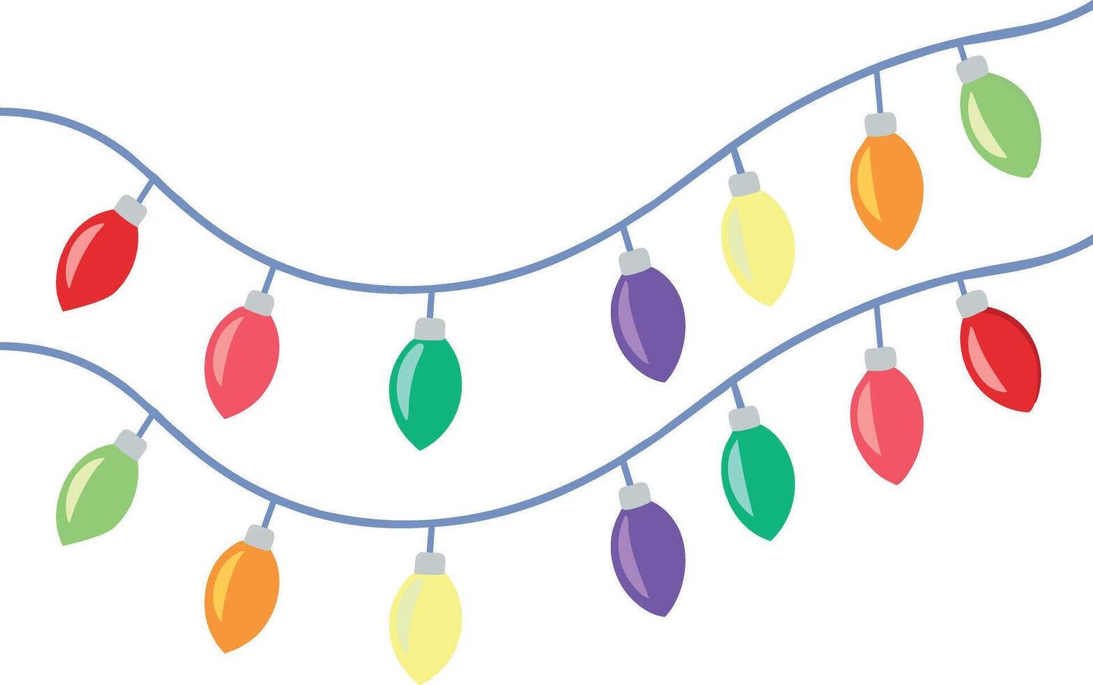 Christmas and New Year garlands with glowing colorful light bulbs on wire strings vector