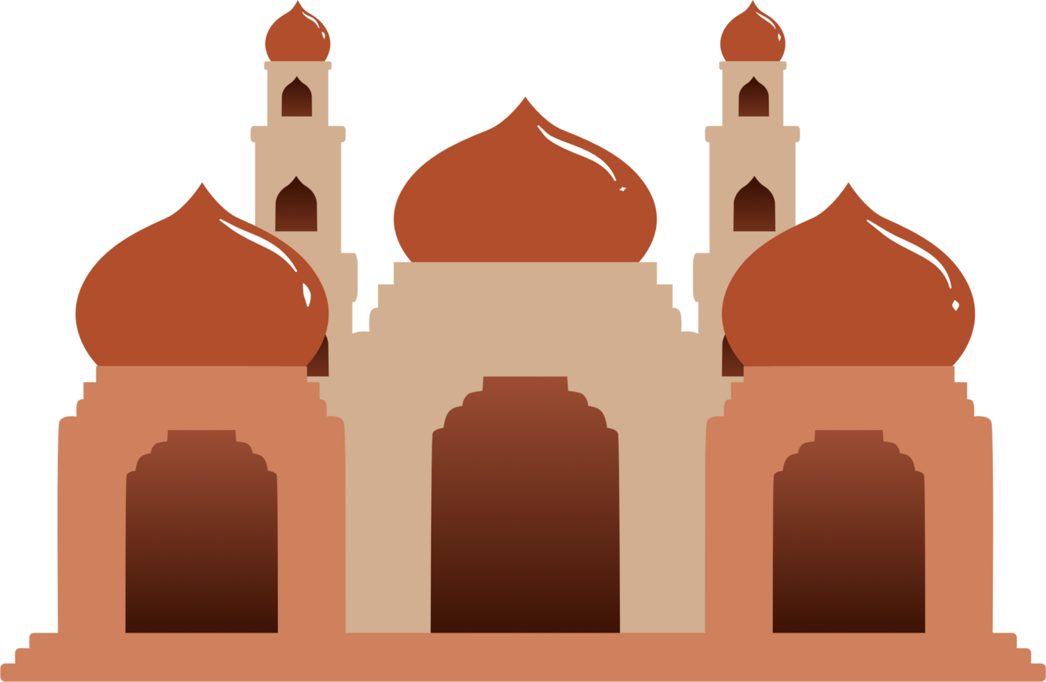 Mosque with three domes illustration png