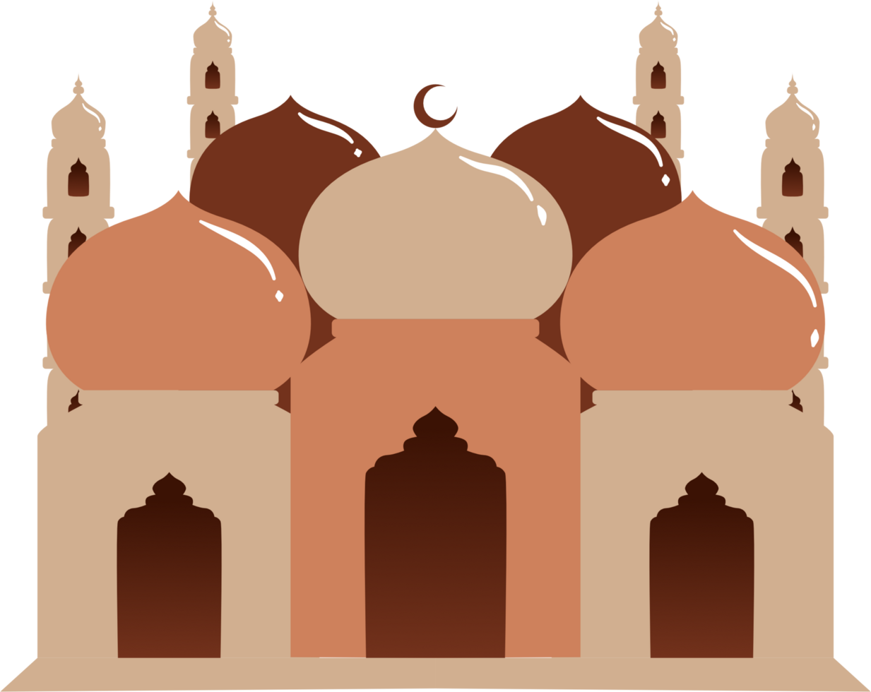 Illustration of mosque with five domes png