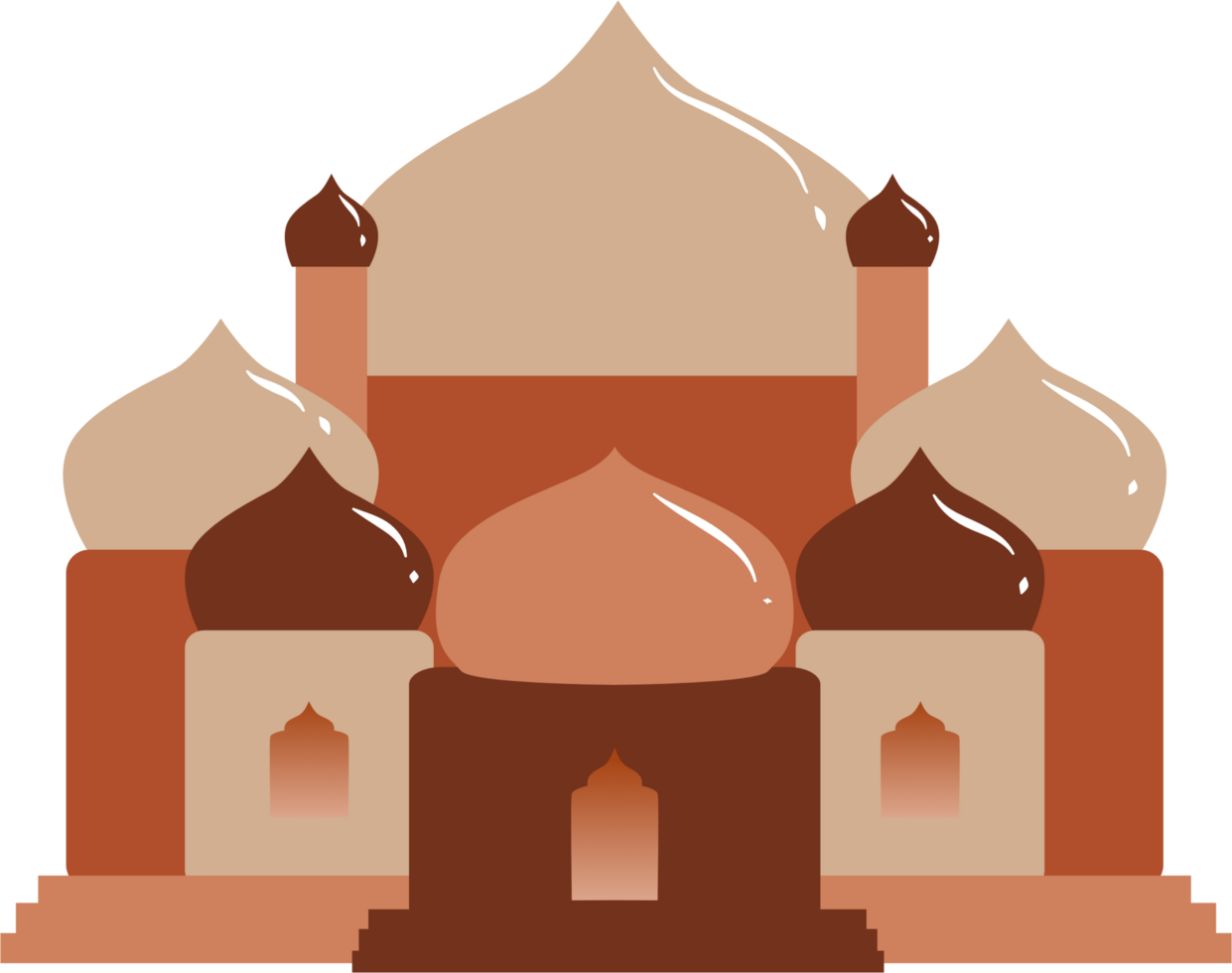 Mosque with many domes illustration png