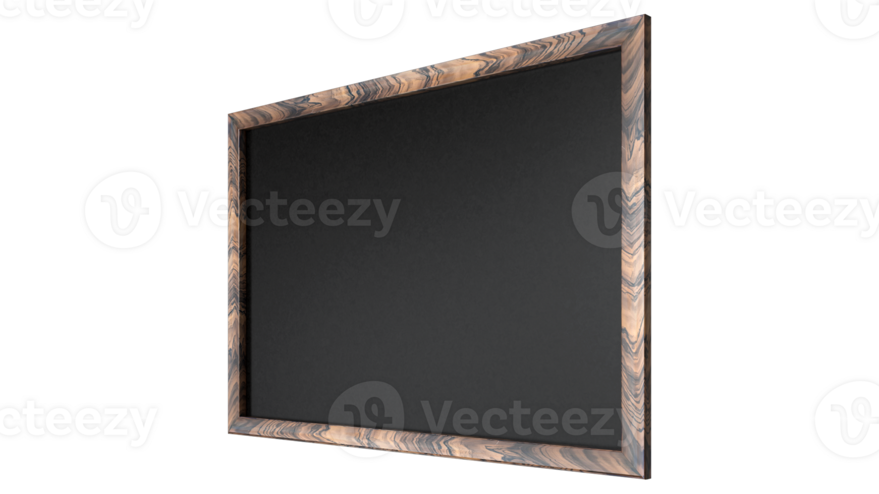 3D Chalk Blackboard with wooden frame 3D rendering on transparent background png