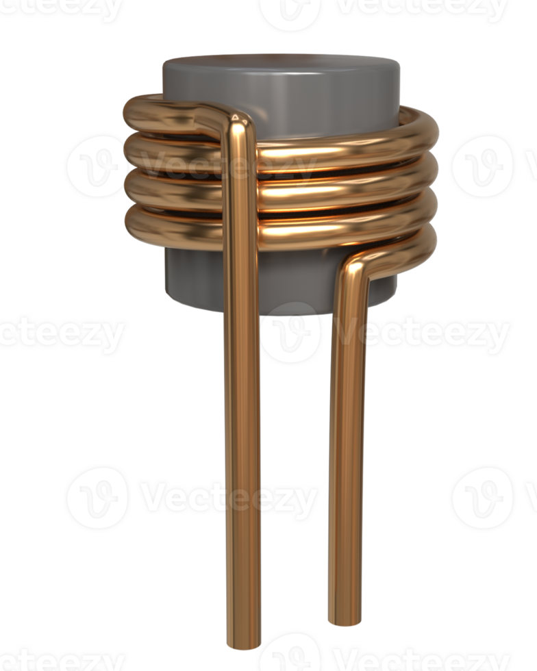 3D copper Induction heating coil with magnet, electric electronics part instrument for engineering assembling, or repair png