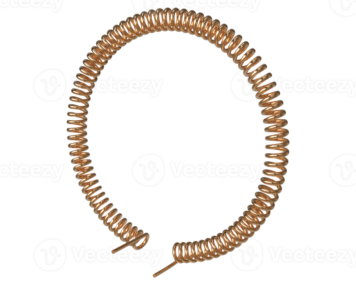 magnetic 3D copper Induction heating coil, electric electronics part instrument for engineering assembling, or repair png