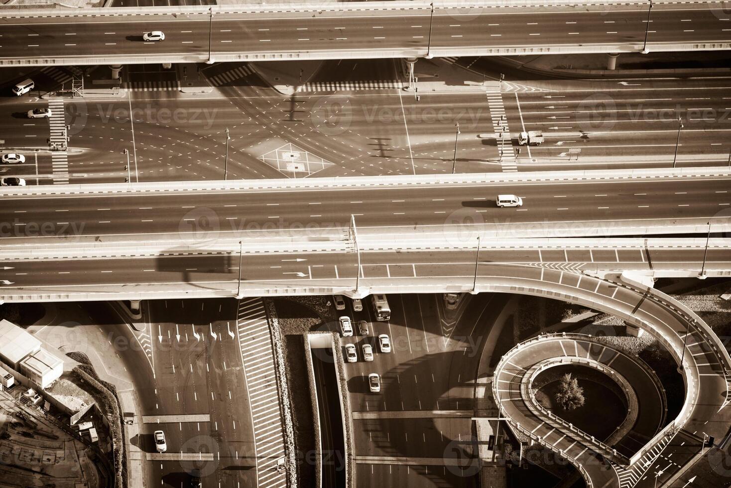 Top view of highway interchange in Dubai photo