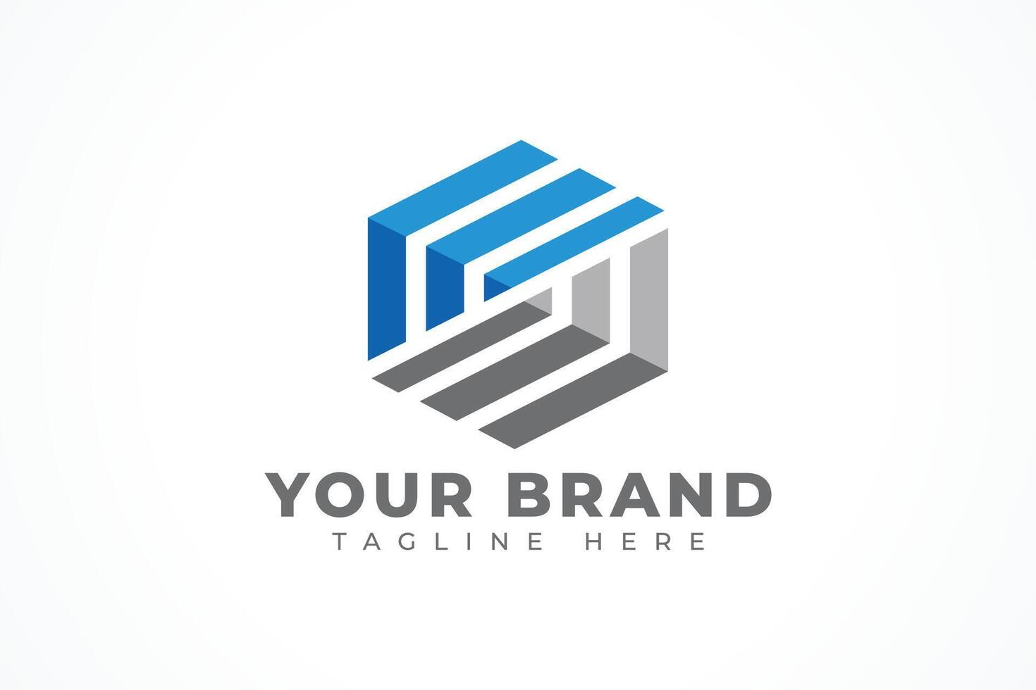 Hexagon Lines Geometric Logo Design Element vector