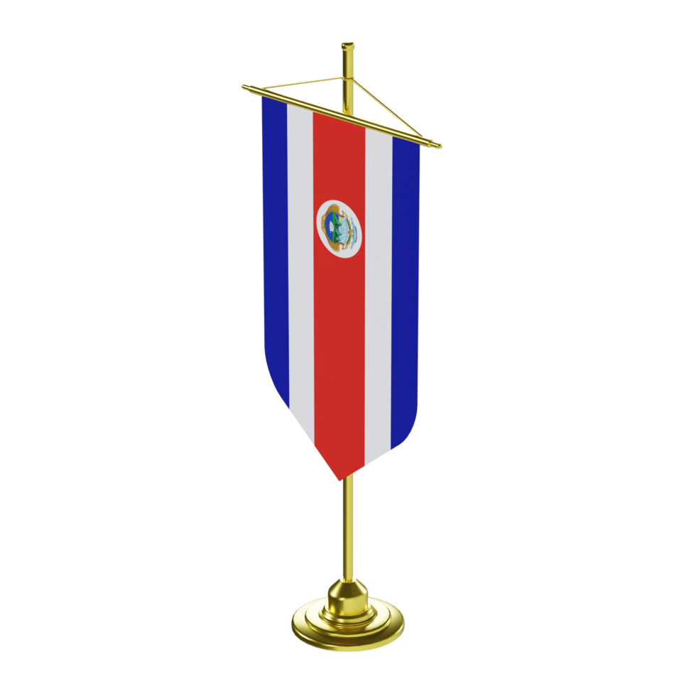 Costa Rica Flag Banner V1 - Medium High View at 135 Degrees png