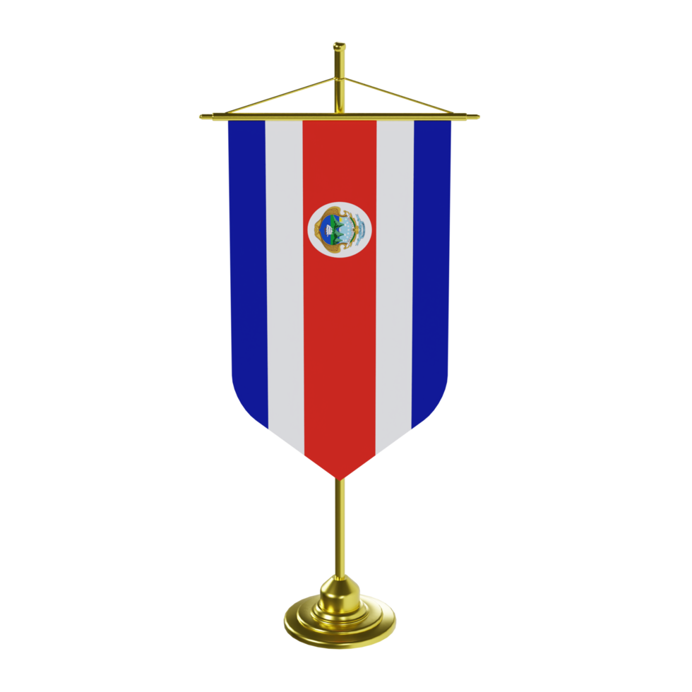Costa Rica Flag Banner V1 - Medium High View at 90 Degrees png