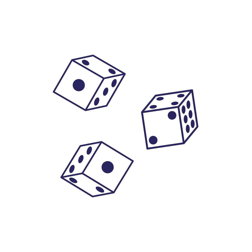 Simple sketch dice cartoon illustration art with flat style concept vector